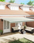vidaXL Прибираща се тента Зелен и бял 500 × 300 cm Тъкан и алуминий