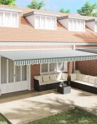 vidaXL Прибираща се тента Зелен и бял 600 × 300 cm Тъкан и алуминий