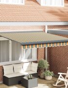 vidaXL Прибираща се тента Зелен и жълт 300 x 250 cm Платно и алуминий