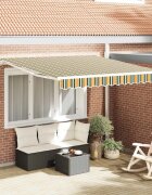 vidaXL Прибираща се тента Зелен и жълт 300 x 250 cm Полиестер