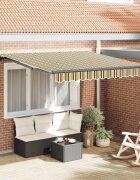 vidaXL Прибираща се тента Зелен и жълт 300 x 250 cm Полиестер
