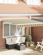 vidaXL Прибираща се тента Зелен и жълт 300 x 250 cm Тъкан и алуминий
