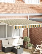 vidaXL Прибираща се тента Зелен и жълт 300 x 250 cm Тъкан и алуминий