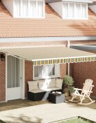 vidaXL Прибираща се тента Зелен и жълт 400 × 350 cm Полиестер
