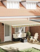 vidaXL Прибираща се тента Зелен и жълт 450 × 300 cm Полиестер
