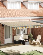 vidaXL Прибираща се тента Зелен и жълт 450 × 300 cm Полиестер