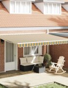 vidaXL Прибираща се тента Зелен и жълт 450 × 350 cm Тъкан и алуминий