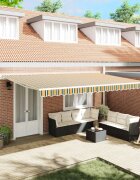 vidaXL Прибираща се тента Зелен и жълт 500 × 350 cm Тъкан и алуминий
