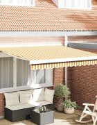 vidaXL Прибираща се тента Жълт и бял 300 x 250 cm Платно и алуминий
