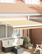 vidaXL Прибираща се тента Жълт и бял 300 x 250 x 165 см