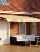 vidaXL Прибираща се тента Жълт и бял 4 x 2 m 100% полиестер и алуминий
