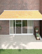 vidaXL Прибираща се тента Жълт и бял 400 × 300 cm Текстил и Метал