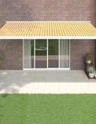 vidaXL Прибираща се тента Жълт и бял 500 × 300 cm Текстил и Метал