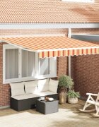 vidaXL Прибираща се тента Жълт и оранжев 300 x 250 cm Полиестер