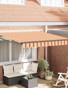 vidaXL Прибираща се тента Жълт и оранжев 350 x 250 x 165 см