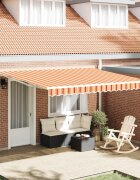 vidaXL Прибираща се тента Жълт и оранжев 400 × 350 cm Полиестер