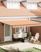 vidaXL Прибираща се тента Жълт и оранжев 450 × 300 cm Полиестер