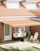vidaXL Прибираща се тента Жълт и оранжев 450 × 300 cm Полиестер