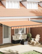vidaXL Прибираща се тента Жълт и оранжев 450 x 300 x 165 см