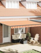 vidaXL Прибираща се тента Жълт и оранжев 450 × 350 cm