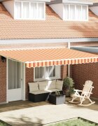 vidaXL Прибираща се тента Жълт и оранжев 450 × 350 cm Тъкан и алуминий
