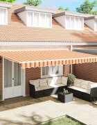 vidaXL Прибираща се тента Жълт и оранжев 500 × 350 cm Тъкан и алуминий