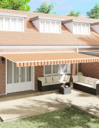 vidaXL Прибираща се тента Жълт и оранжев 600 × 300 cm Полиестер