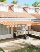 vidaXL Прибираща се тента Жълт и оранжев 600 × 350 cm Тъкан и алуминий