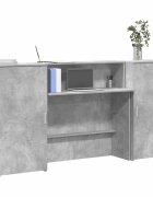 vidaXL Приемно бюро бетонно сиво 200x50x1035 см инженерно дърво