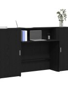 vidaXL Приемно бюро черно и дъб 200x50x1035 см инженерно дърво