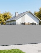 vidaXL Прозорец за балкон 15 x 25 m Тъкан с PU покритие Светлосиво