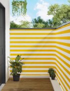 vidaXL Прозорец за балкон 150 x 400 cm Тъкан с PU покритие Жълт и бял
