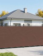 vidaXL Прозорец за балкон 150 x 500 cm Тъкан с PU покритие Кафяво