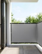 vidaXL Прозорец за балкон 150 x 500 cm Тъкан с PU покритие Светлосиво
