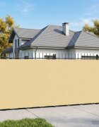 vidaXL Прозорец за балкон 150 x 800 cm Тъкан с PU покритие Пясък