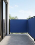 vidaXL Прозорец за балкон 150 x 800 cm Тъкан с PU покритие Синьо
