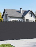 vidaXL Прозорец за балкон 18 x 25 m Тъкан с PU покритие Черно