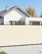vidaXL Прозорец за балкон 180 x 400 см Тъкан с PU покритие Кремаво