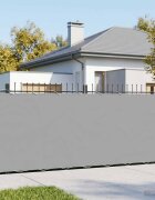 vidaXL Прозорец за балкон 180 x 600 cm Тъкан с PU покритие Светлосиво
