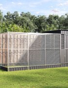 vidaXL Птичарник с удължител сребрист 416x203x216 см стомана