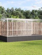 vidaXL Птичарник с удължител сребрист 418x207x212 см стомана