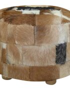 vidaXL Пуф табуретка козя кожа кръгла 50x50x45 см