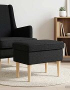 vidaXL Пуф за крака Черно 55 x 35 x 41 см Букле