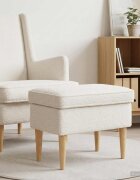 vidaXL Пуф за крака Кремаво 55 x 35 x 41 см Букле