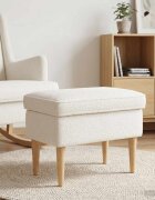 vidaXL Пуф за крака Кремаво 55 x 35 x 41 см Букле