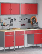 vidaXL Работен кабинет 10 бр. Червено Инженерна дървесина и стомана