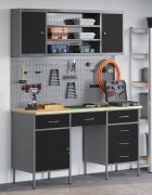 vidaXL Работен кабинет 8 бр. Черно Инженерна дървесина и стомана
