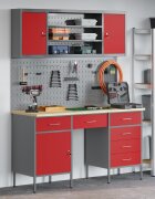 vidaXL Работен кабинет 8 бр. Червено Инженерна дървесина и стомана