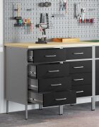 vidaXL Работен кабинет с чекмедже 2 бр. Черен и Сив 100 x 55 x 85 см