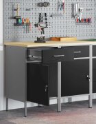 vidaXL Работен кабинет с чекмедже 2 бр. Черен и Сив 100 x 55 x 85 см